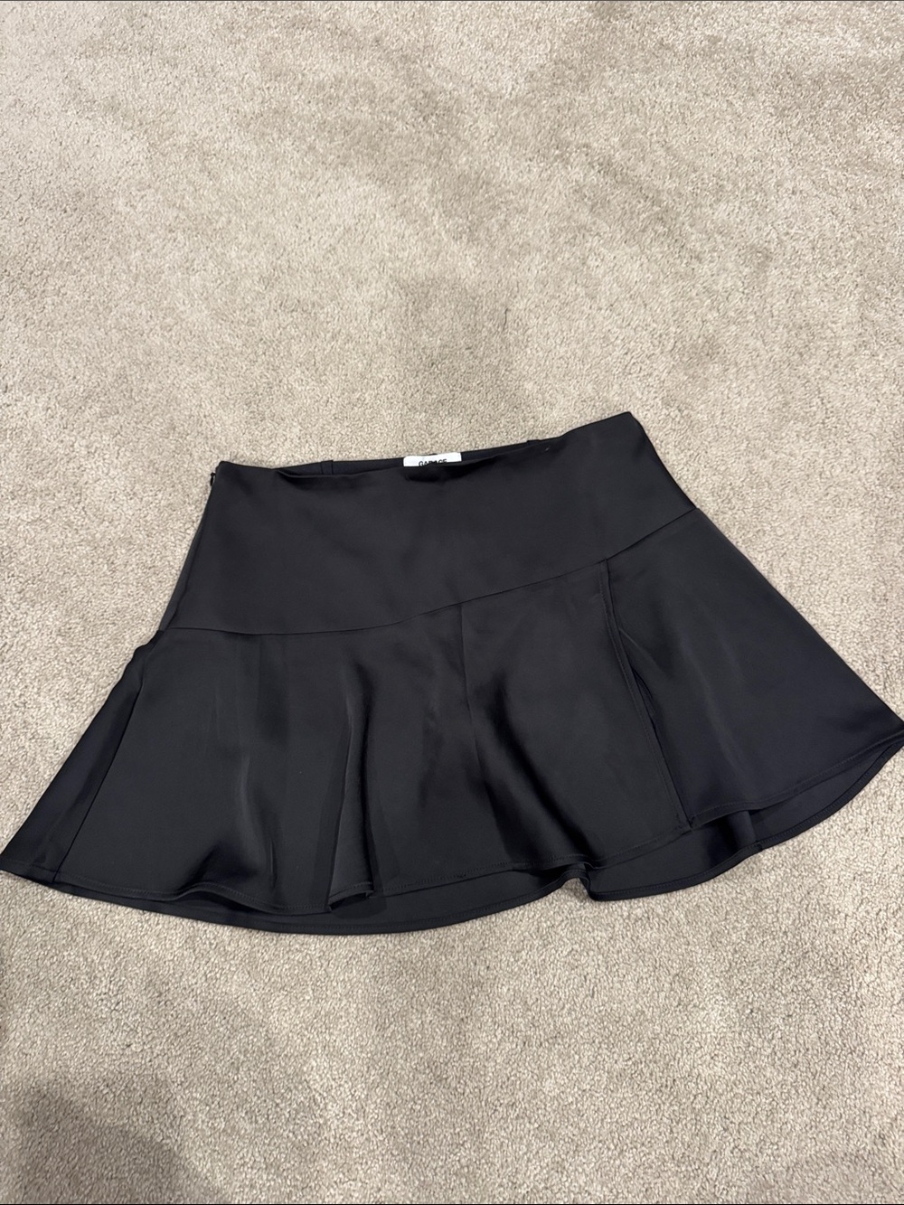 Satin Black Skirt with Slit